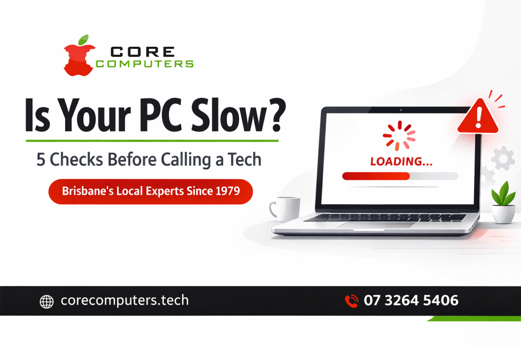 Slow computer repair Brisbane — 5 checks before calling a tech, by Core Computers Albany Creek